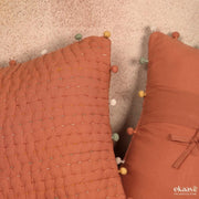 Kantha Pom Pom Cushion Covers, Set of 2