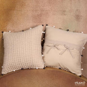 Kantha Pom Pom Cushion Covers, Set of 2