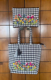 Hand-Embroidered Floral Tote Bag