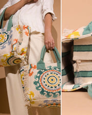 Handprinted Cotton Weekender Bag