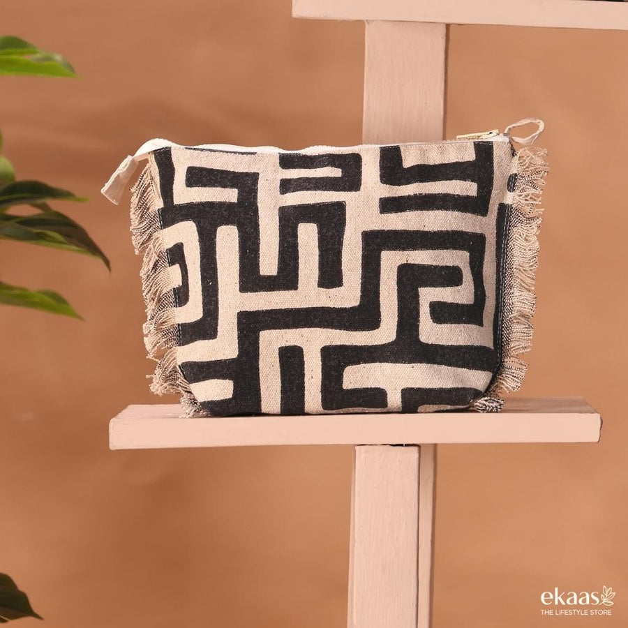 Handprinted Cotton Makeup Bag