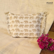 Handprinted Cotton Makeup Bag