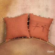 Kantha Pom Pom Cushion Covers, Set of 2