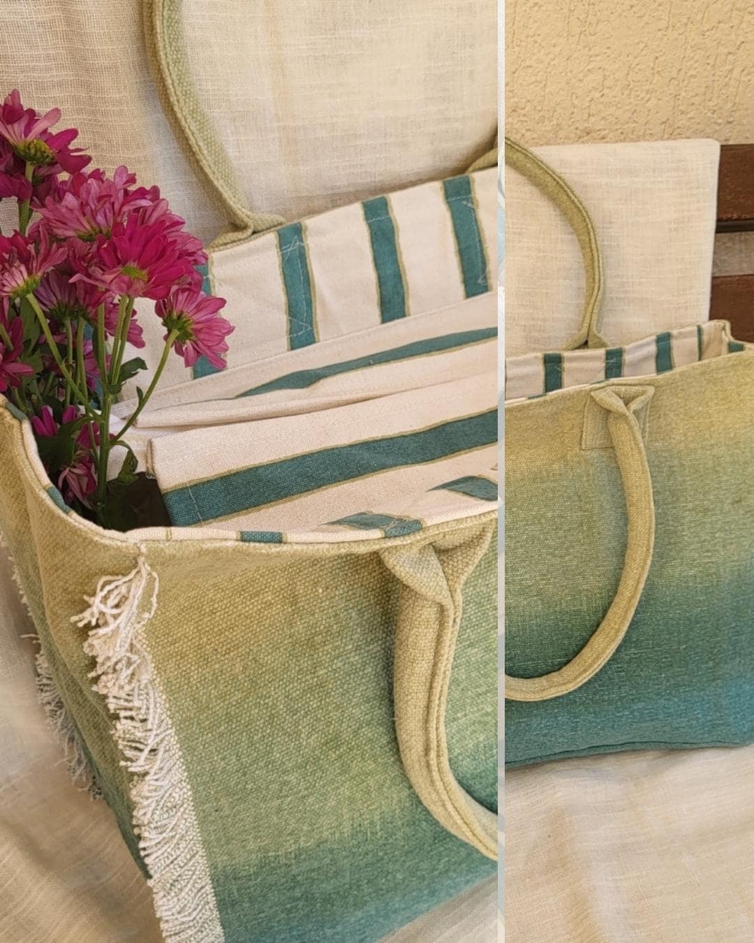 Handprinted Cotton Weekender Bag